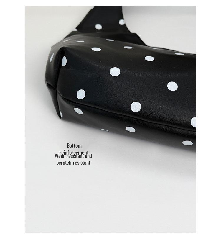 Koreanischer Retro-Schulter-Tote mit Polka Dots: Groß, Modisch, Vielseitig, Schlichtes Design