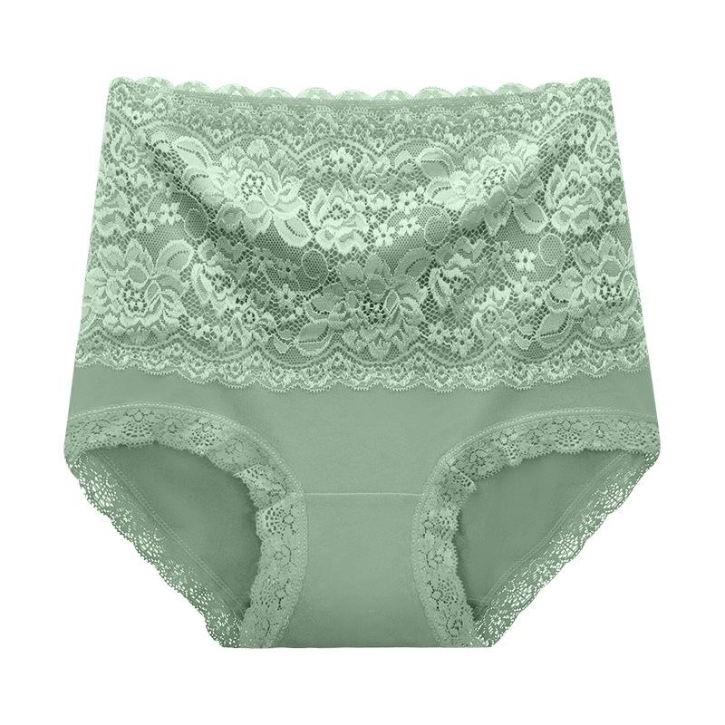 

Кружевное нижнее белье с высокой талией и подтяжкой бедер из чистого хлопка с двухслойной антипрокольной кожей в области промежности, утягивающие треугольные трусики для женщин XXL