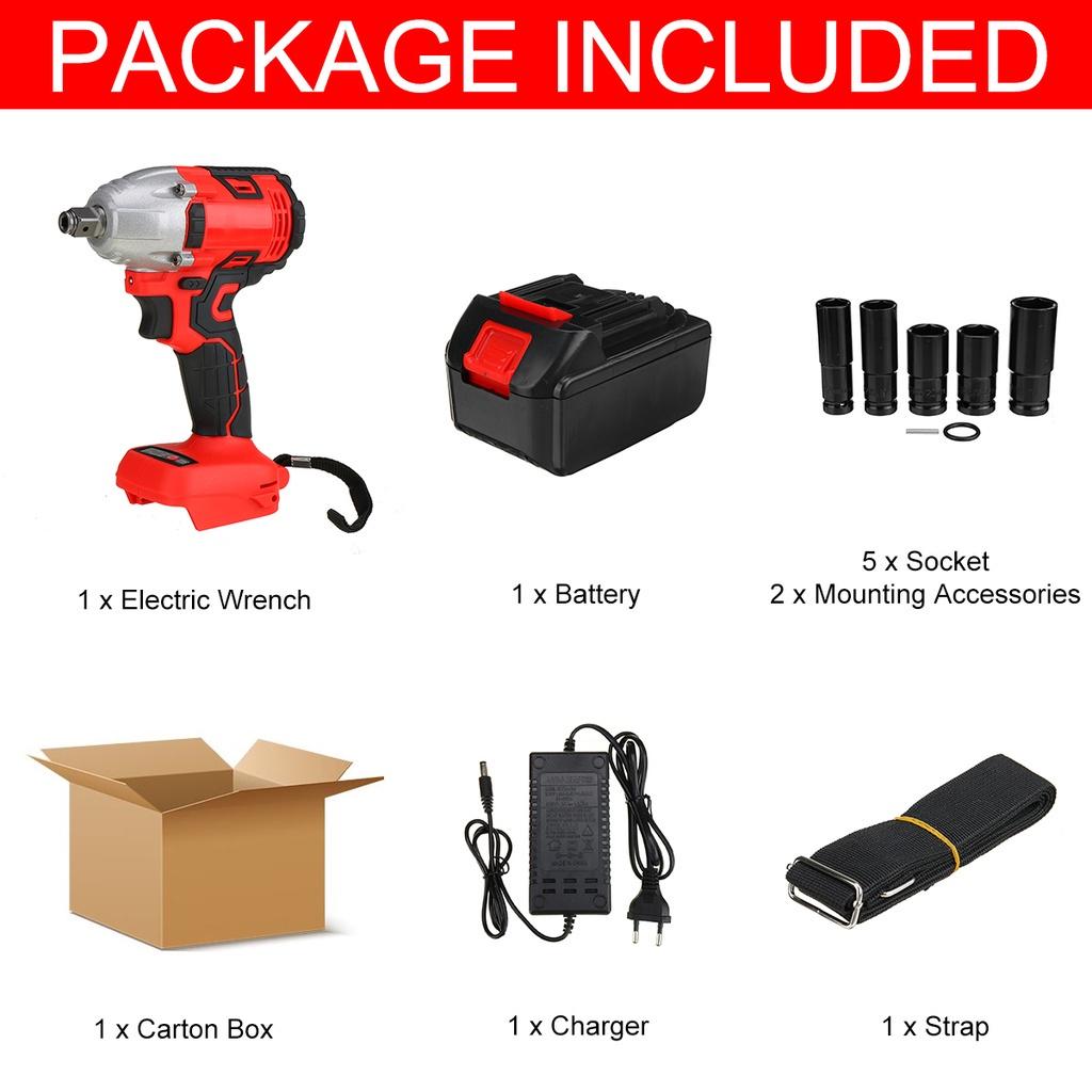 6 Stück 388vf bürstenloser kabelloser elektrischer Schlagschrauber 1/2 Zoll Elektrowerkzeug für zu Hause 15000Amh Li-Batterie für 18V-Batterie