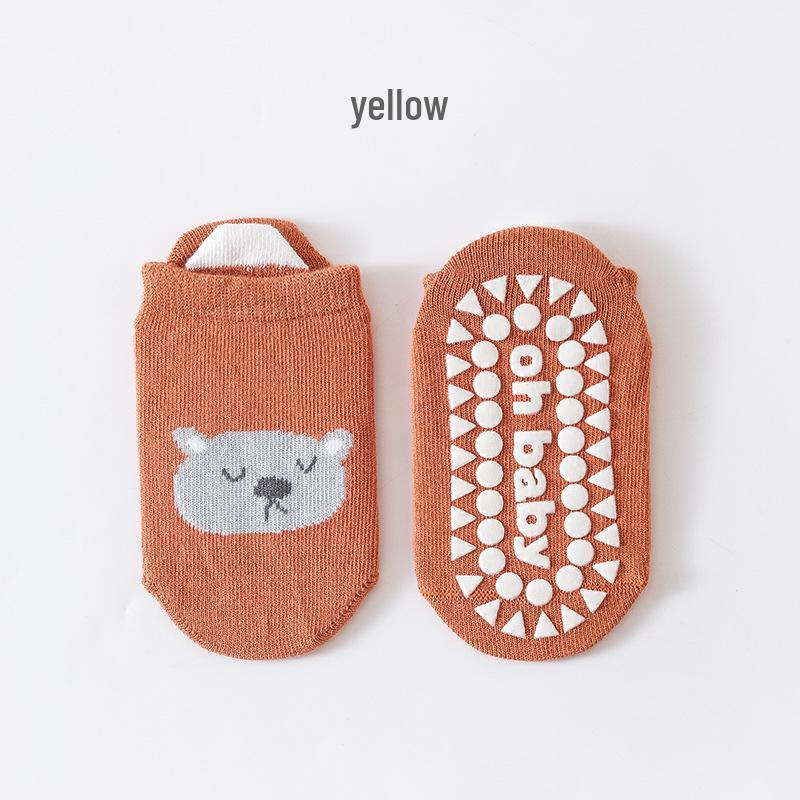 Baby Cartoon Animal Non-Slip Floor Socks with Big Heel Dot Glue for Newborns and Children