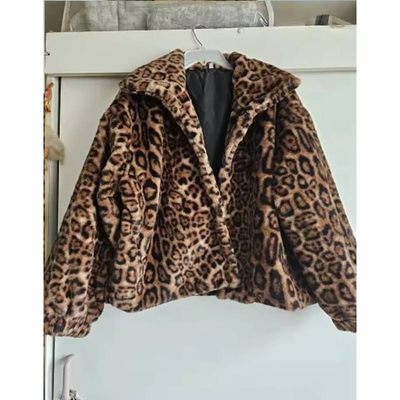 Vêtements d'extérieur décontractés amples Automne Hiver Hauts pour femmes Nouvelle Mode Imprimé Léopard Manteaux Vestes Cardigan Vêtements