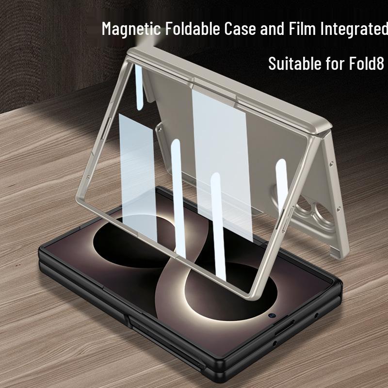 Samsung Z Fold8 Magnetic Frosted Case: Full Coverage, Integrated Hinge, Hard Shell, Foldable Screen Protection