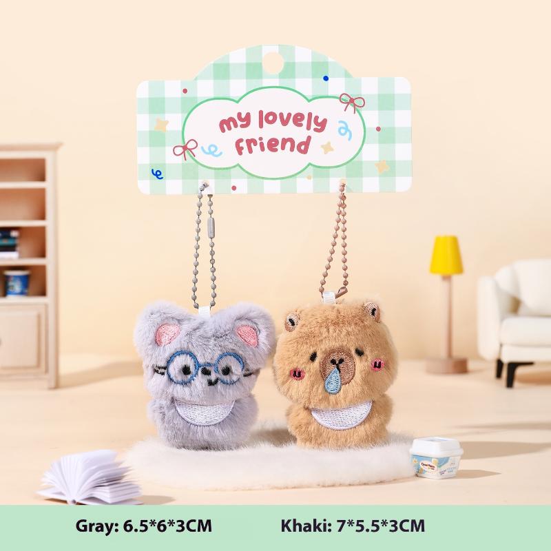 

1 пара милых плюшевых брелоков для ключей в виде собак, куклы, животные, подвеска, брелок для ключей для женщин, девочек, мультяшный кулон для школьной сумки, рюкзака, шарм, подарки