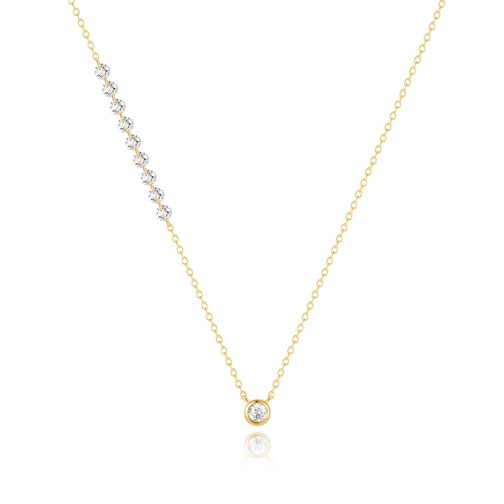 Aide 925 Silver Korean Style Simple Round CZ Zircon Pendant Necklaces For Women Elegant Stackable Clavicle Chain Choker