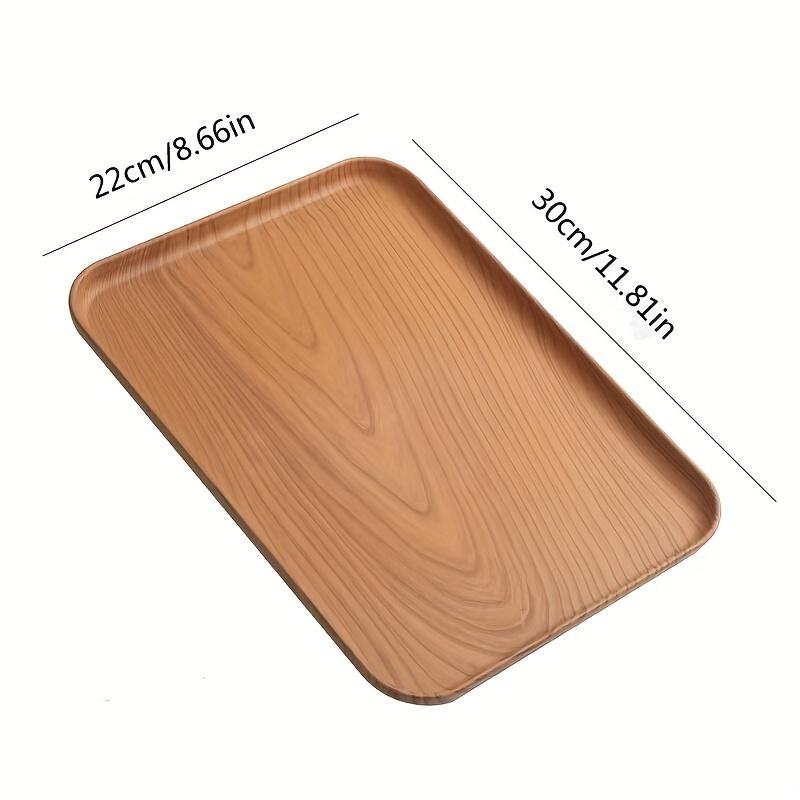 1pc Tea Cup Tray, Plastic Wood Grain Dessert Tray, Decorative Fruit Tray, Breakfast Food Tray, Multifunctional Snack Tray
