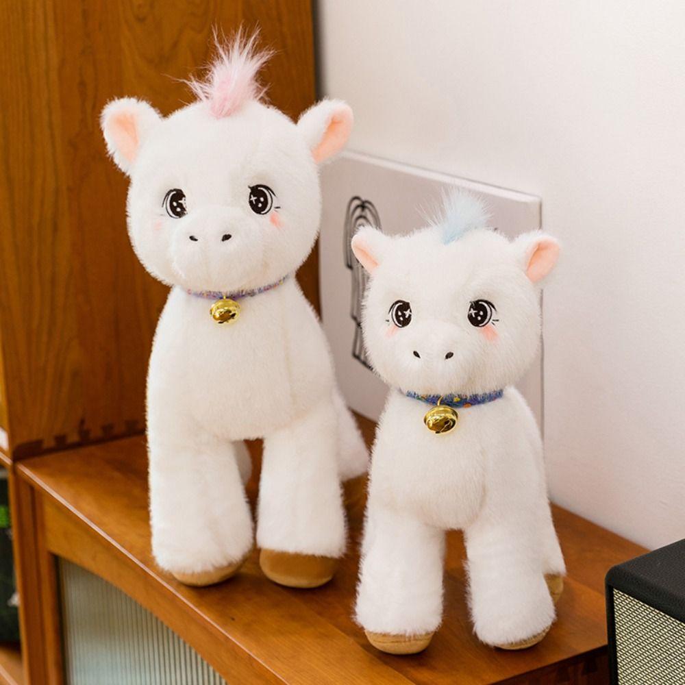 Cozy Stuffed Horse Plush Toy Lifelike Horse Stuffed Horse Doll Cute White Horse Doll  Kid Toy