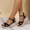 2025 New Casual Simple Versatile Wedge Thick-soled Round Toe Strap Sandals Fashion Roman Shoes for Women Heels Women