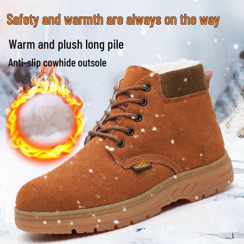 Unisex Winter Steel Toe Work Shoes - Anti-Smash, Anti-Puncture, Lightweight, Anti-Odor, Plus Velvet Cotton Lining for Welders.