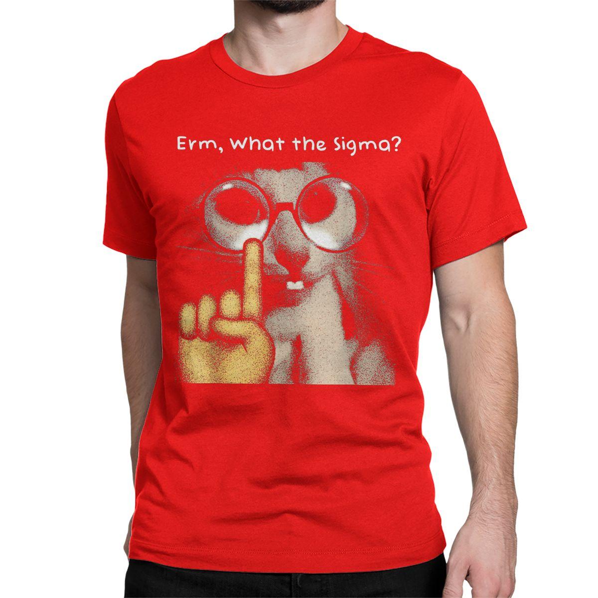 Erm What The Sigma Men Women T Shirt Funny Meme Cat Unique Tees Short Sleeve Round Neck TShirt Cotton 4XL 5XL 6XL Clothes S