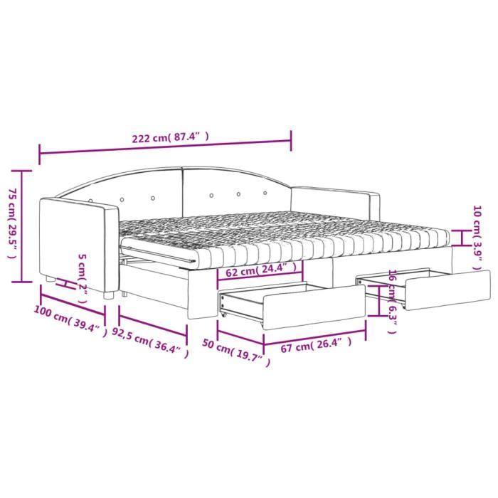 VidaXL Daybed with Trundle and Drawers Pink 90x200 Cm Velvet 3197376