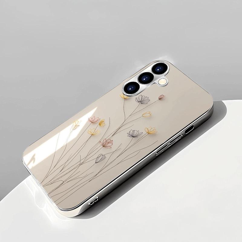 Small Flower Glass Phone Case Suitable for Samsung for Galaxy S26 S25 S24 S23 S22 S20 FE Ultra Plus 5G Anti Drop Back Cover
