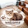 1PC cat welcome Office Round Area Rug, Under Office Chairs Bedroom Living Room Home Decor, Carpet for Office -1110111