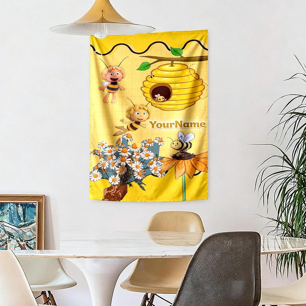 Biene Maja Custom Your Name Wall Decor Tapestry Art For Pet Memorial Birthdaywedding Party Backdrop Family Gift