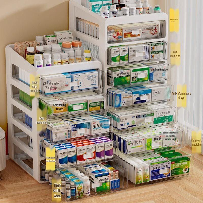 Large Capacity Family Medicine Storage Organizer Drawer Type Cabinet