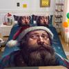 3D Microfiber Fabric Christmas Bedding Set Santa Claus Quilt Cover Pillowcase 2 or 3 EU220 * 240 Full-size Quick Drying Easy Cleaning Home Decoration