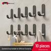 Strong Adhesive No-Drill Hooks - Gun Gray Wall Stickers for Kitchen, Bathroom & Door Storage