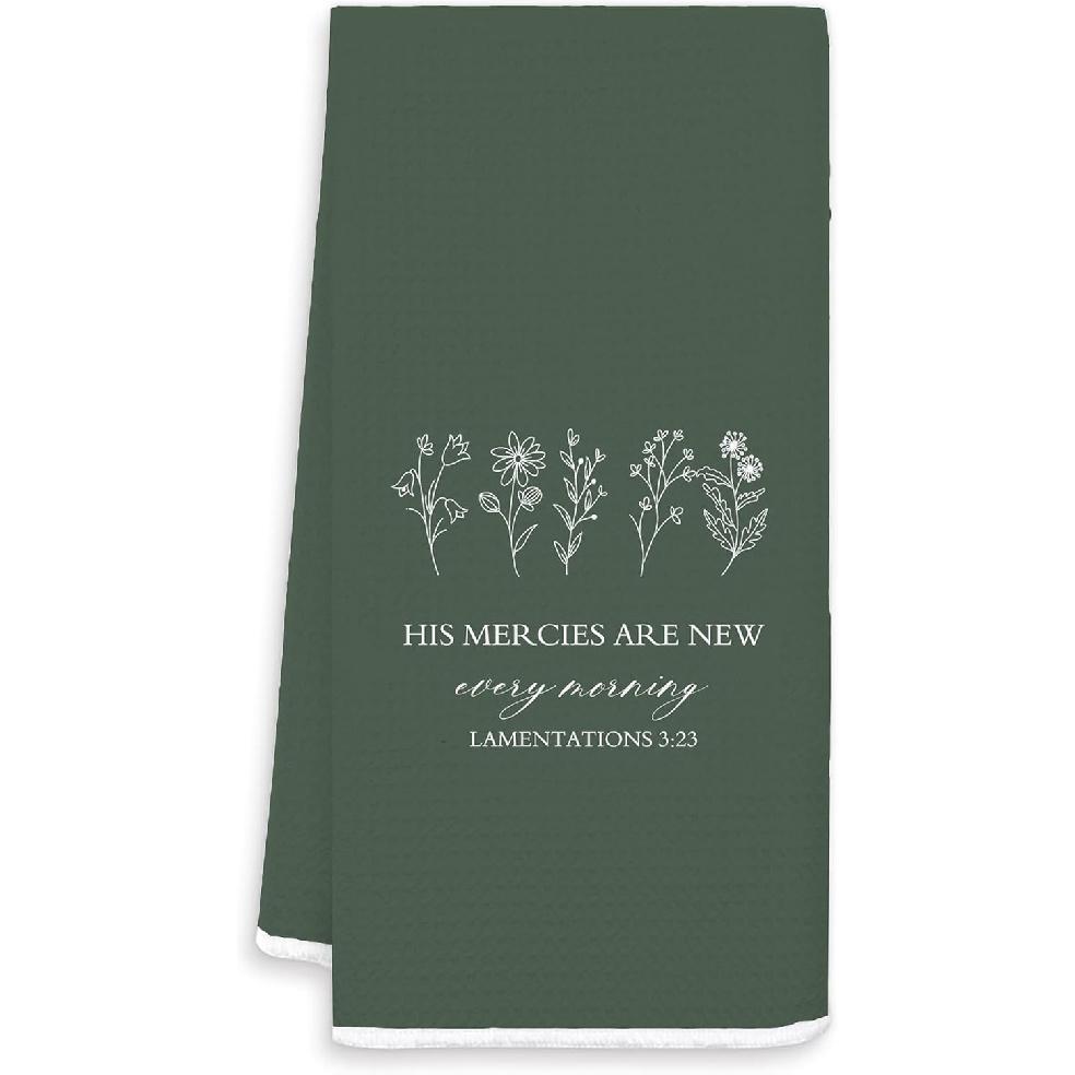 Vintage Floral Christian Kitchen Towels, Christian Gifts for Women, pirational Wildflower Bible Verse Decorative Hand Towels for Bathroom, Religious