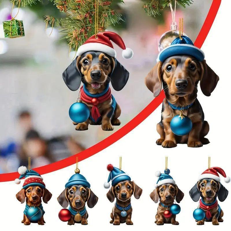 Playful Christmas Acrylic Dog Decoration Ideal For Unique Car Ornament Ideas Gift