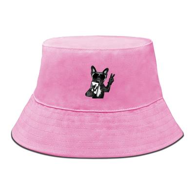 Black Dog Sunglasses Print Bucket Hat , Cool Animal Phone Women's Hat Fit Unisex Wide Brim Beach Cap
