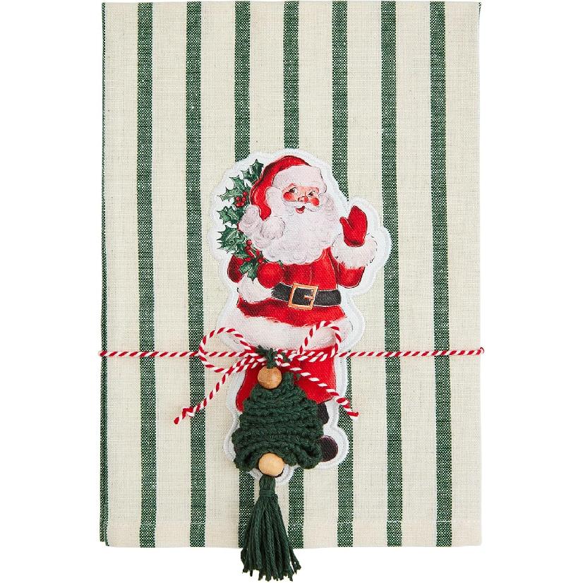 Mud Pie Patch Tartan Towel, Santa, 21  x 14