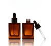 Frasco conta-gotas quadrado plano de vidro 30/50/100ml, Recipiente para sérum de óleo essencial, Frasco pequeno portátil recarregável com conta-gotas