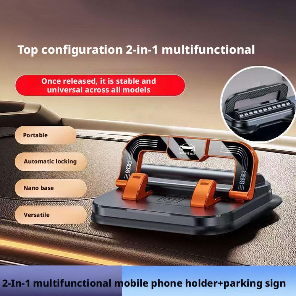 Dashboard Car Phone Holder 360-Degree Rotation Head-Up Phone Mount Stable Universal Auto Phone Stand with Number Plate