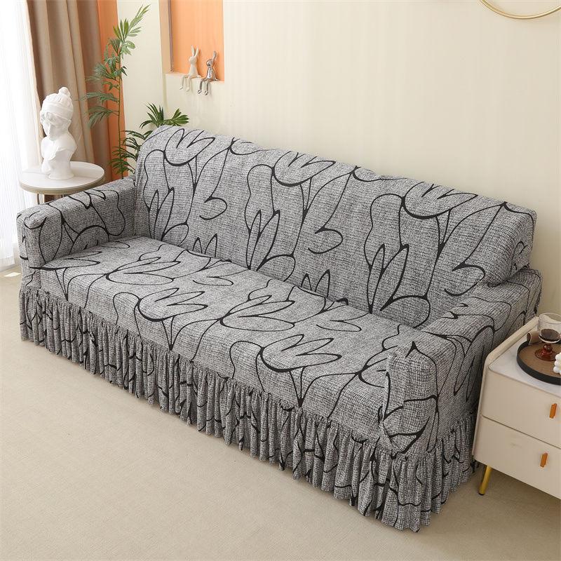 

Современный чехол на диван с полным обхватом и римской юбкой – Мягкий, эластичный, нескользящий чехол на диван для декора гостиной, спальни или офиса 1-seat 90-140cm