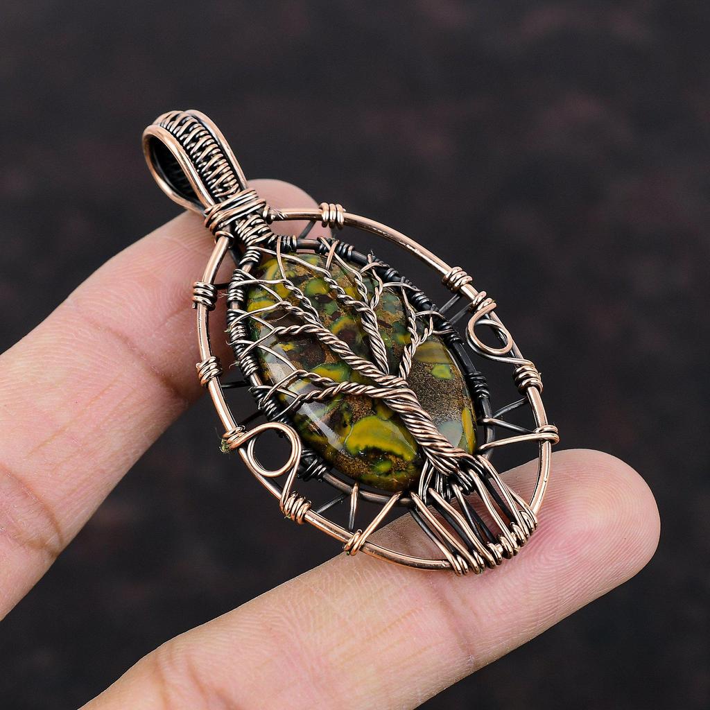 Tree Of Life Fruit Jasper Pendant Copper Wire Wrapped Pendant Tree Of Life Jewelry Handmade Pendant Gemstone Copper Jewelry Gift For Mother