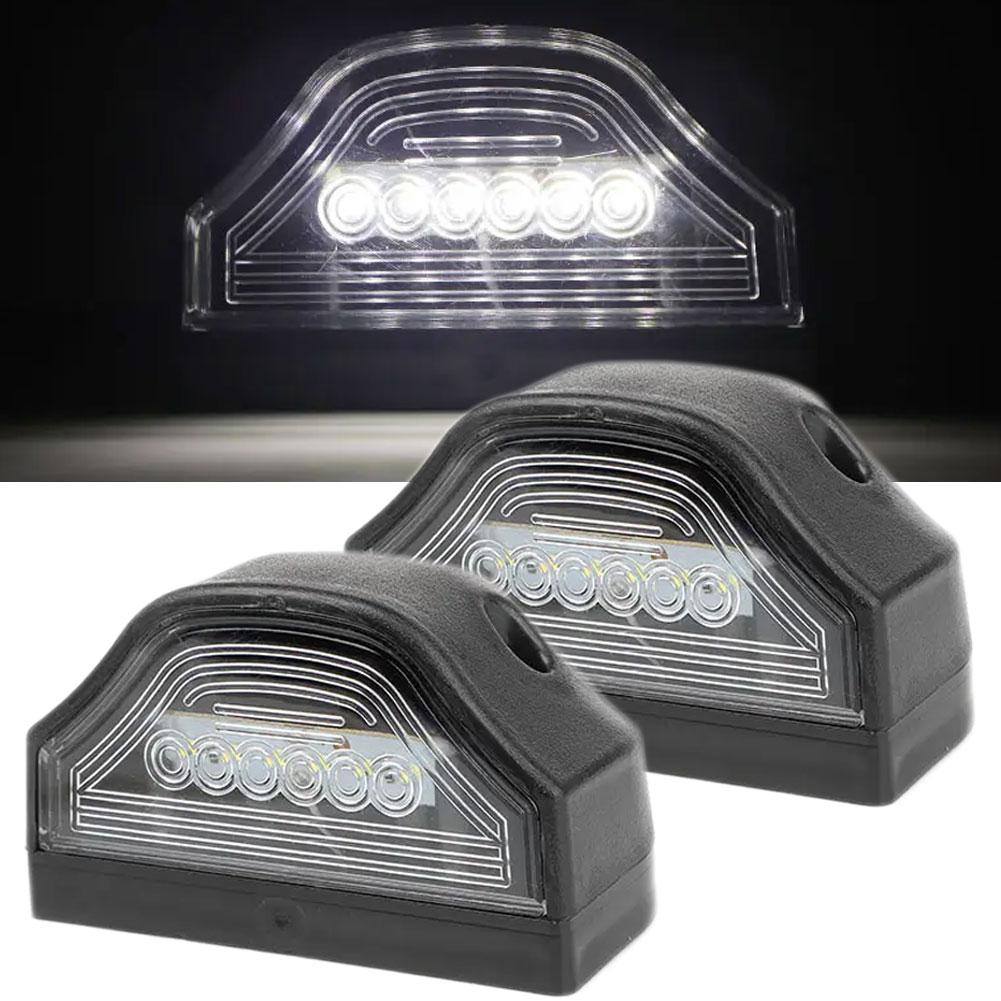 24V Universal LED License Plate Light, 6-LED Truck License Lamp with White Light, Replacement Light for Trailers & O1I8