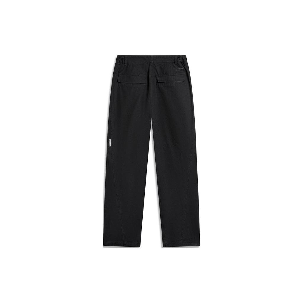 Li Ning CF Suo Solid Color Mid Waist Straight Casual Pants Women Pants Black AKXU504-2