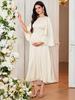 Elegant Flare Sleeve Round Neck Maternity Dress