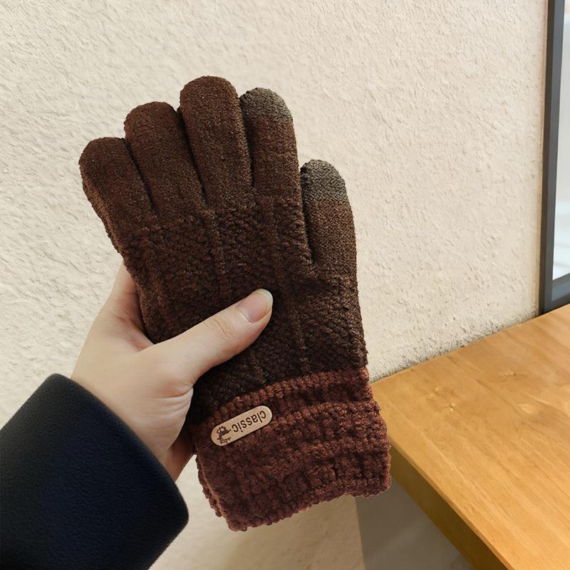 Winter Unisex Touchscreen Cotton Gloves Thick Knitted Fleece Lined Warm Cold Proof Gloves for Northeast Winter Outdoor Cycling