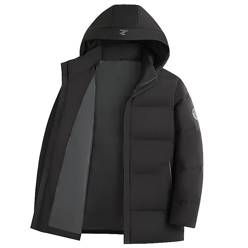 Pánská péřová bunda s kapucí od velké značky - Zimní teplý kabát pro všechny věkové kategorie