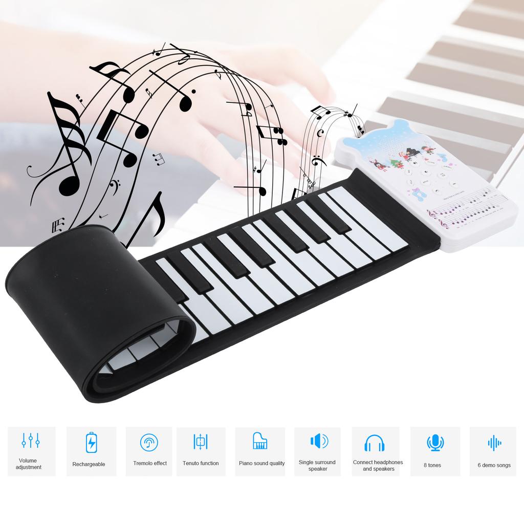 HandRolled Piano Flexible Portable 49 Key Rechargeable BuiltIn Speaker Keyboard Instrument K5