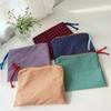 Korean Small Plaid Fabric Storage Bag Contrast Color Tassel Zipper Pouch Multi-use Cosmetic Organizer Coin Purse Mini Handbag