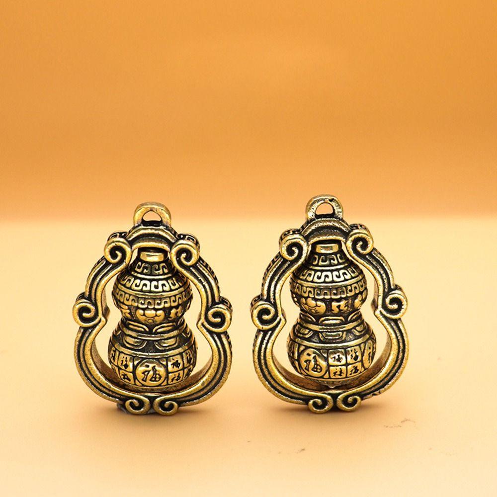Mini Rotating Gourd Ornaments Brass Crafts Mini Gourd Figurines Keychain Pendant