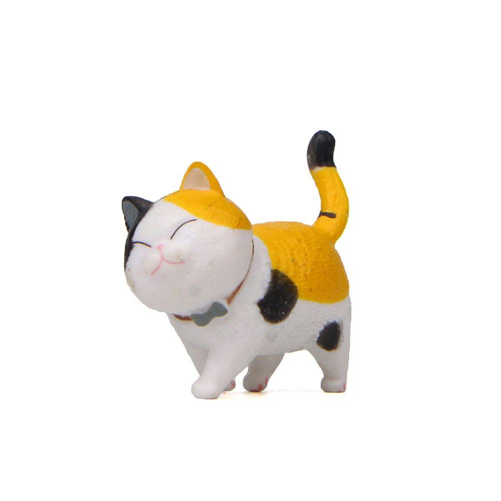 Decor Desktop Ornament Cartoon Cat Figurine Simulation Animal Model With Bowknot Mini Kitten Statue
