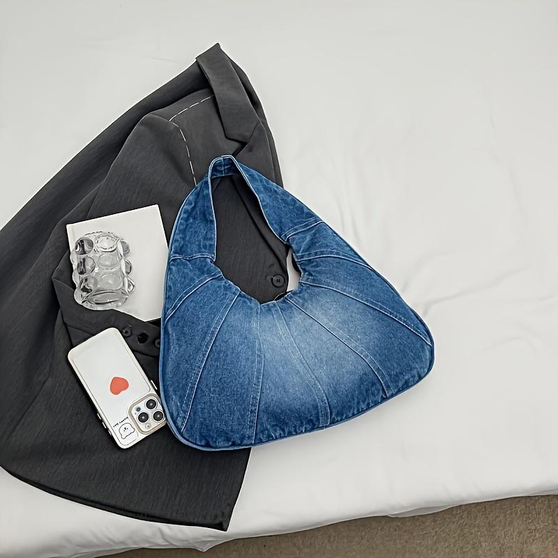 Trendy Denim Shoulder Bag All-Match Classic Niche Design Underarm Bag For Women Daily Use Shopping Bag