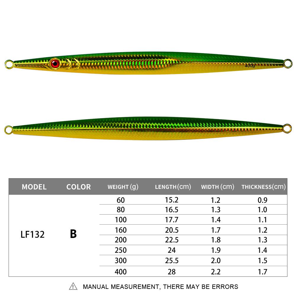 Lure Iron Plate Jig Sea Fishing Long Bar Quick Draw Iron Plate Lead Fish 60-400g Quick Sink Slow Shake Night Glow Iron Plate