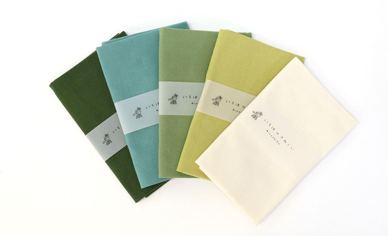 

KOMESICHI Iroha Colored Solid Tenugui Hand Set of Made in 87 x 33 G Pattern Towels, 5, 100% Cotton, Japan, Anti-Fray, cm,