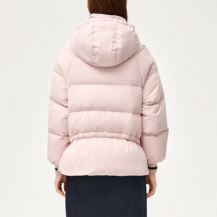 FILA Fleece Lined Loose Fit Hooded Down Jacket Women Outerwear Fleece-Pink F11W141911F-PK