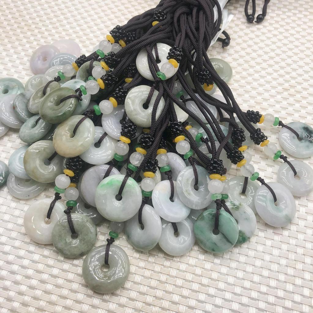 Natural A-Grade Jade Bean Ping'an Necklace with DIY Braided Rope for Men and Women - Ideal for Live Stream Gifts