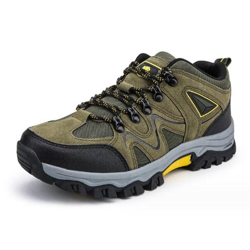Cowhide Men Hiking Shoes Climbing Mens Sport Shoes Men Outdoor Trainers Non-slip Men Trekking Shoes Fashion Lace Up Sneakers