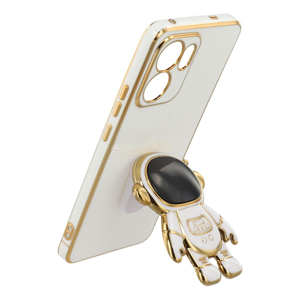 For Oppo Reno13 F 4G/5G Case Electroplating Soft TPU Phone Cover with Astronaut Hidden Kickstand