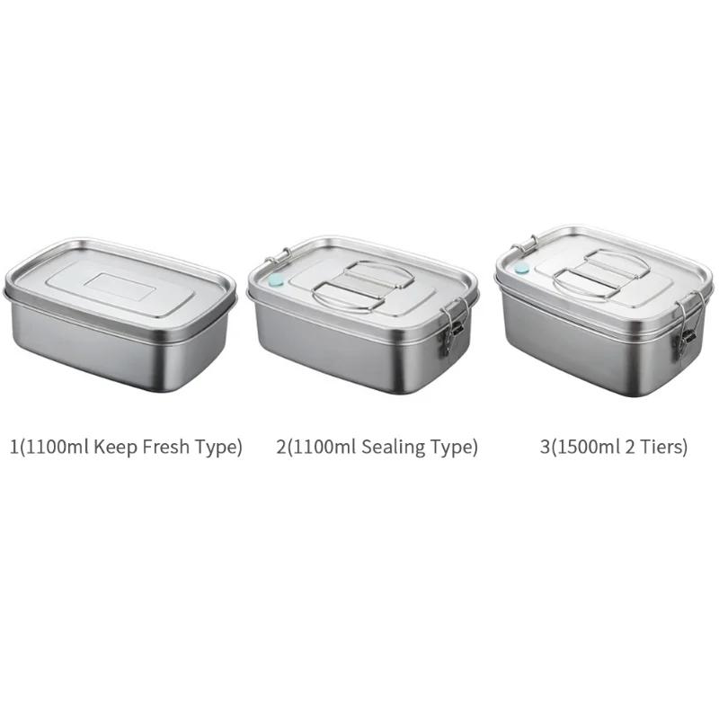 Lebensmittelbehälter Sandwich Bento Geschirr Edelstahl Für Kinder Erwachsene 2 Schichten Brotdose Schule Büro Küche Versiegelte Aufbewahrung