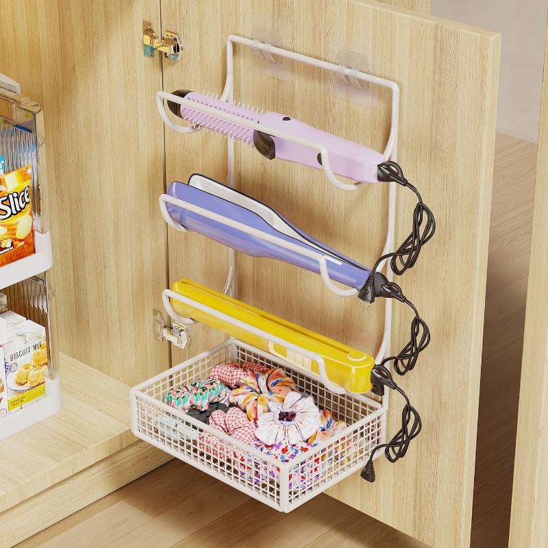 Wall-Mounted Hair Dryer And Curling Ironwork Material Holder No Drilling Required Rustproof Perfect For Bathroom Beauty Salon