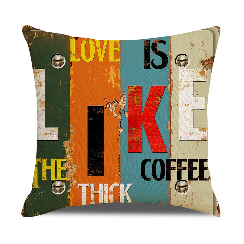 Retro American Wooden Board Letters Admonishment Digital Printing Linen Pillowcase New Home
