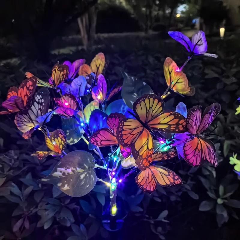Solar Powered Butterfly Lights Lifelike Butterflies Outdoor Lawn Light for Garden