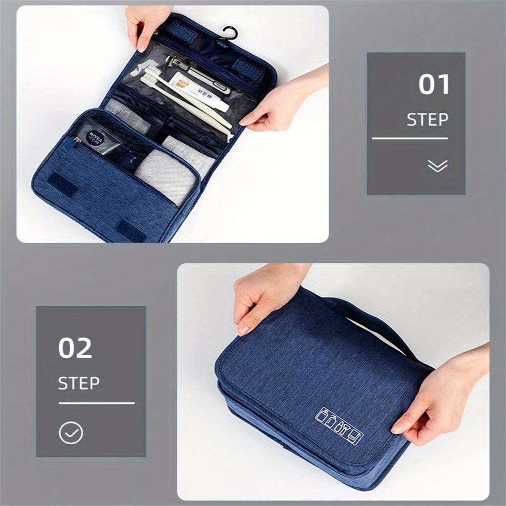 Beauty case portatile con gancio per appendere, impermeabile, borsa porta cosmetici da bagno per donna, grande capacità, astuccio per il trucco da viaggio per uomo.