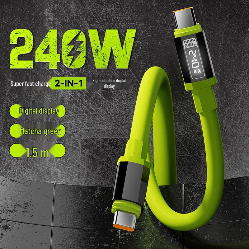 240W Fast Charging Type-C Cable with Real-time Display for Apple 15/16, Huawei, and Android
